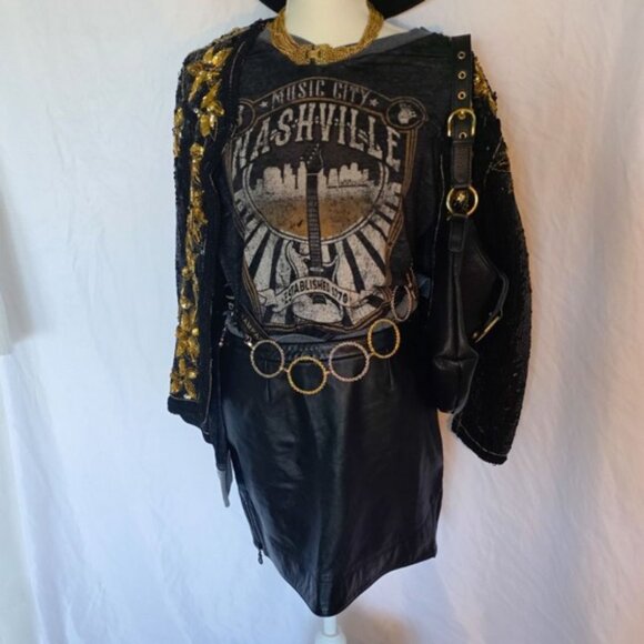 Leather Mini Skirt, Size 6 Petite - Picture 3 of 3